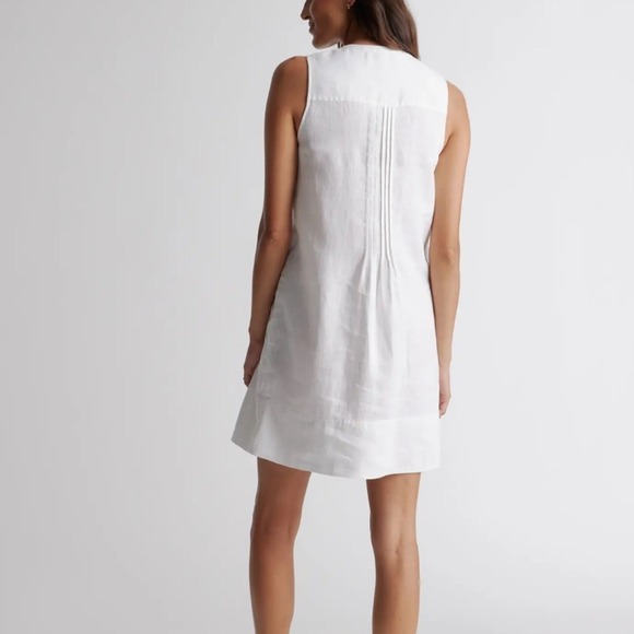 Quince NWOT SZ XSM white flax linen cotton swing dress mini - Picture 3 of 16